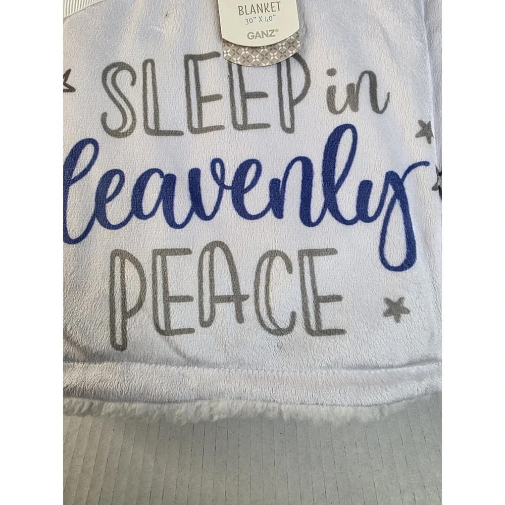 Baby Ganz Sleep in‎ Heavenly Peace Blanket White With Stars Newborn Gift NEW*